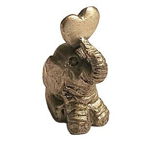 Spoontiques 1991 Miniature Pewter Elephant Figurine Holding Heart P148